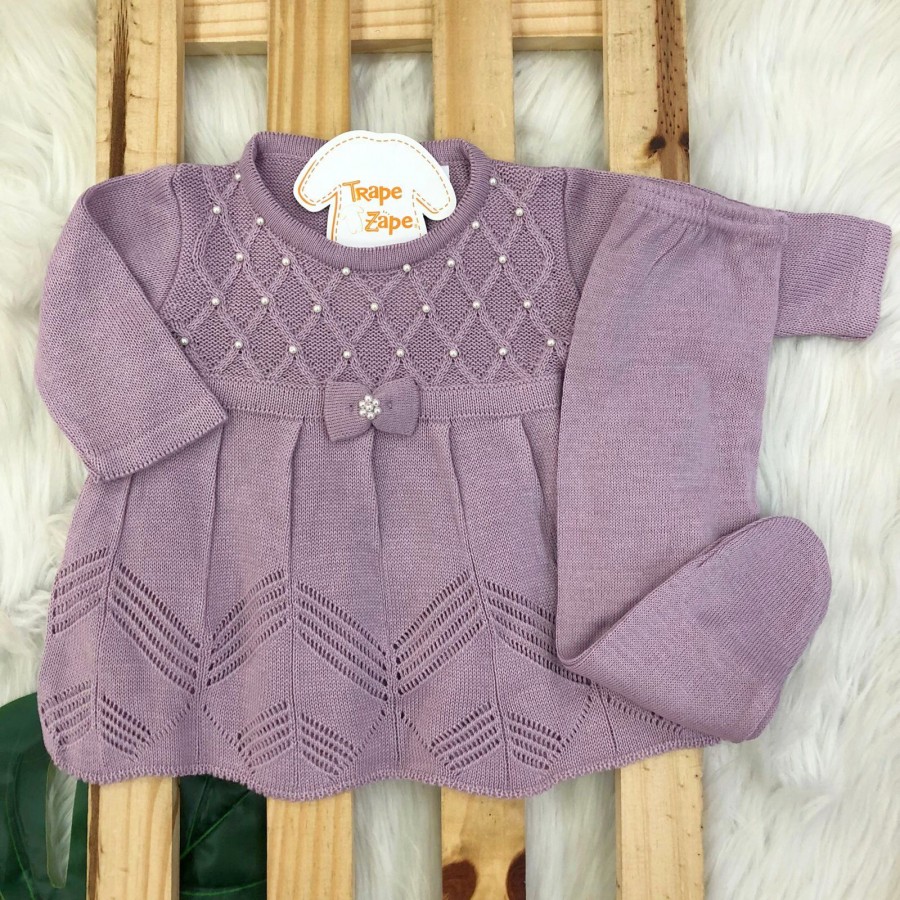 Vestido Princesa Com Meia Calça - Lilás